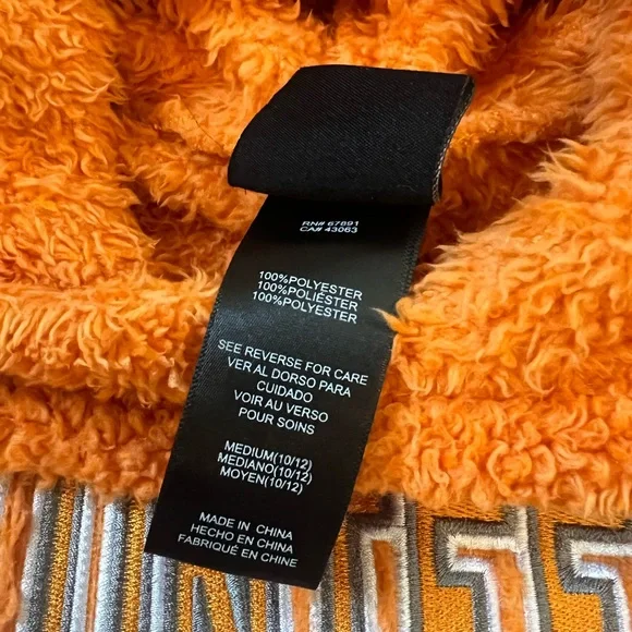 Orange Fuzzy Hoodie with Gray Stripes - Picture 5 of 5